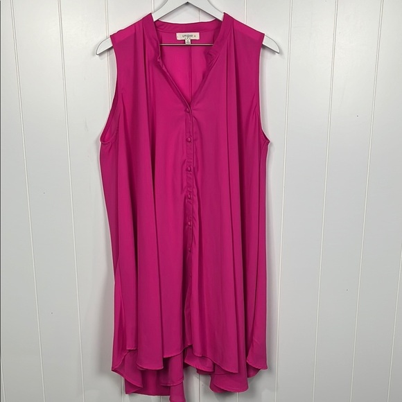 Umgee Womens Midi Dress XL Pink/Purple Sleeveless Button Down Hi-lo Elegant Chic - Picture 1 of 12